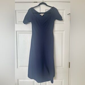 Michael Kors Elegant Off The Shoulder Navy Midi Dress